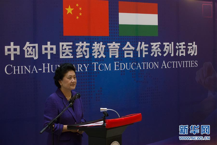 6月18日，在匈牙利布達佩斯，中國國務院副總理劉延東出席中匈中醫(yī)藥教育合作系列活動時講話。中國國務院副總理劉延東18日在布達佩斯考察匈牙利塞梅爾維斯醫(yī)科大學并出席中匈中醫(yī)藥教育合作系列活動。 新華社發(fā)（弗爾季&middot;奧蒂洛攝）