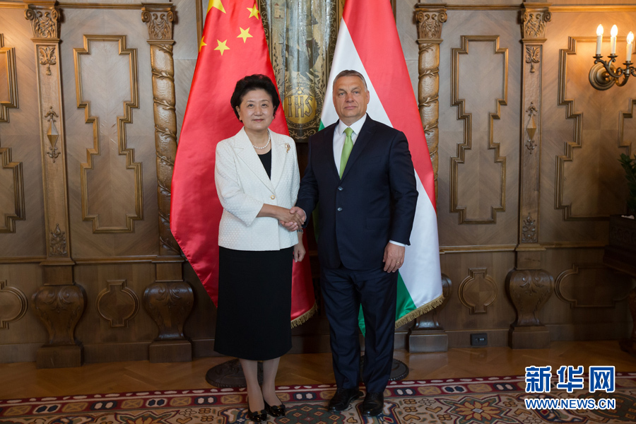  6月21日，國(guó)務(wù)院副總理劉延?xùn)|（左）在匈牙利布達(dá)佩斯國(guó)會(huì)大廈會(huì)見匈牙利總理歐爾班。 新華社發(fā)（弗爾季&middot;奧蒂洛攝）