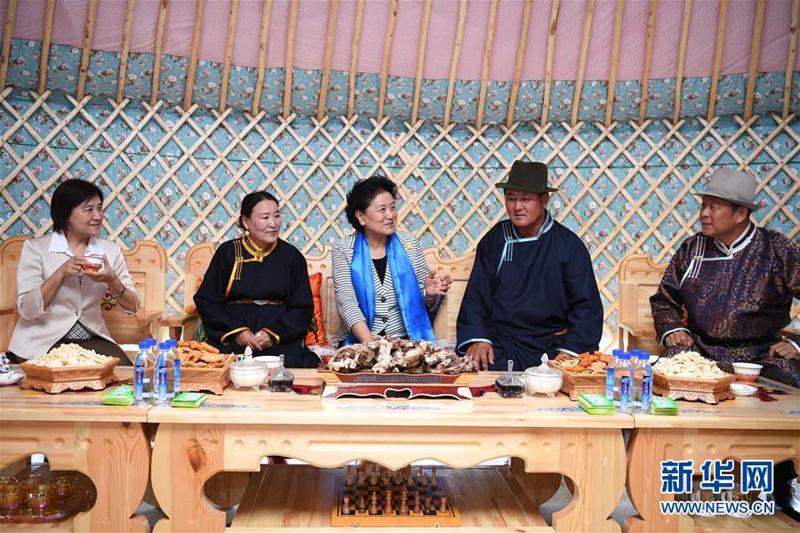 8月10日，中共中央政治局委員、國(guó)務(wù)院副總理、中央代表團(tuán)副團(tuán)長(zhǎng)劉延?xùn)|率中央代表團(tuán)二分團(tuán)來(lái)到呼倫貝爾，把以習(xí)近平同志為核心的黨中央的親切關(guān)懷和全國(guó)人民的美好祝福帶給當(dāng)?shù)馗髯甯刹咳罕?。這是劉延?xùn)|在呼倫貝爾市陳巴爾虎旗與當(dāng)?shù)啬撩裼H切交談。新華社記者 連振 攝