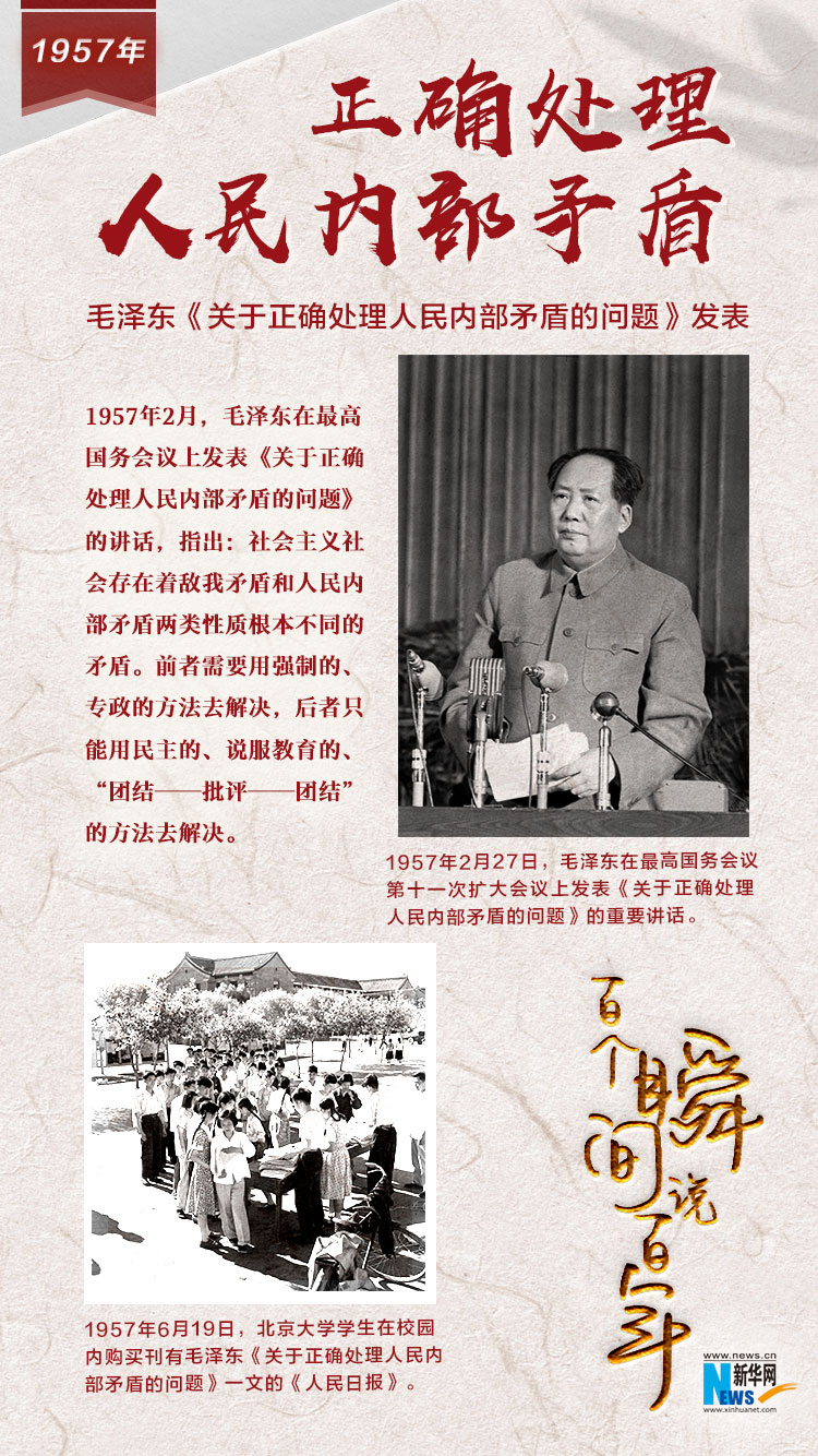 1957，正確處理人民內(nèi)部矛盾