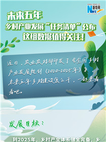 未來五年鄉(xiāng)村產(chǎn)業(yè)發(fā)展&ldquo;任務(wù)清單&rdquo;公布 這組數(shù)據(jù)值得關(guān)注！