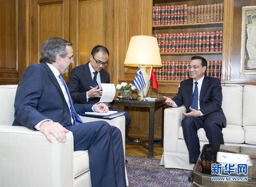 6月19日，國務院總理李克強在雅典同希臘總理薩馬拉斯舉行會談。新華社記者 王曄 攝