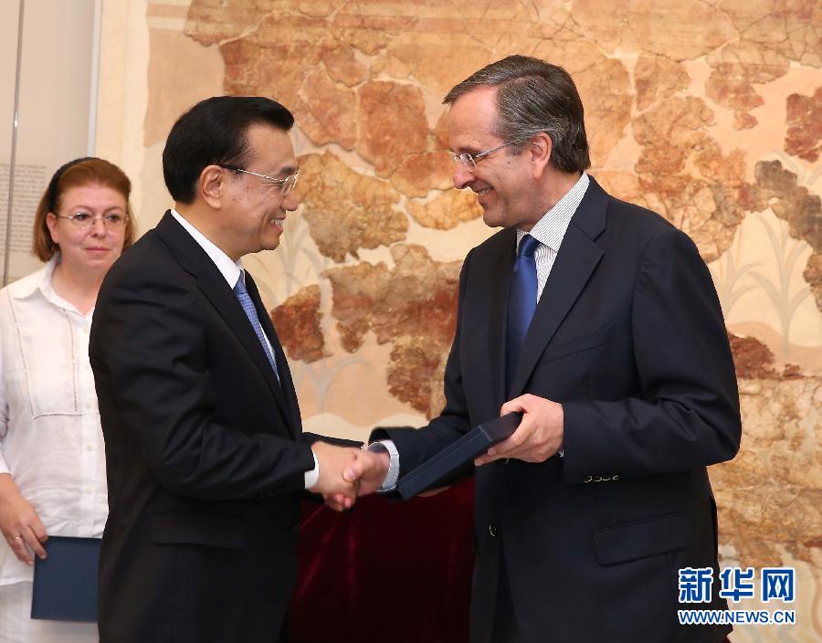 6月21日，國務(wù)院總理李克強(qiáng)與希臘總理薩馬拉斯共同出席希臘伊拉克利翁博物館新館開館儀式并發(fā)表講話。 新華社記者 龐興雷 攝