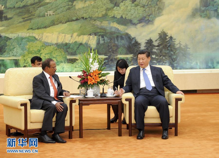 9月9日，國家主席習(xí)近平在北京人民大會堂會見印度總理特使、國家安全顧問多瓦爾。 新華社記者 張鐸 攝