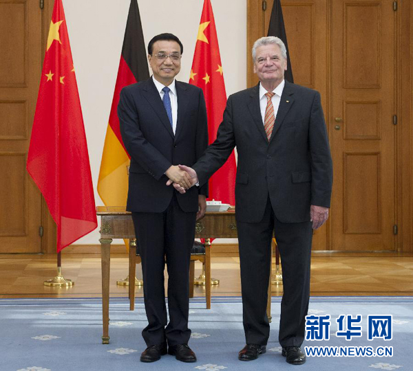 10月10日，國務院總理李克強在柏林會見德國總統(tǒng)高克。 新華社記者王曄 攝 