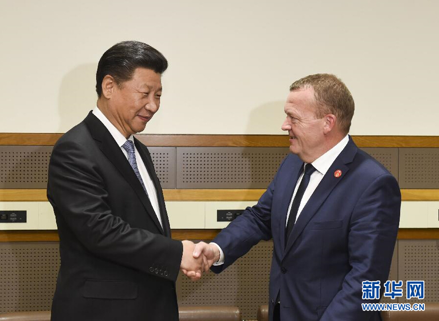 9月28日，國家主席習(xí)近平在紐約會(huì)見丹麥?zhǔn)紫嗬鼓律?新華社記者李學(xué)仁 攝