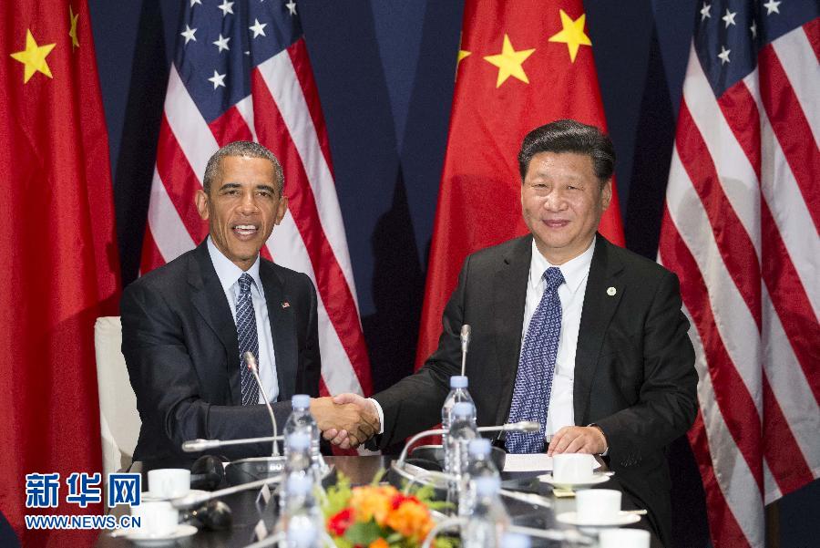 11月30日，國家主席習(xí)近平在巴黎會(huì)見美國總統(tǒng)奧巴馬。新華社記者黃敬文攝