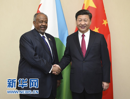 12月3日，國家主席習(xí)近平在約翰內(nèi)斯堡會(huì)見吉布提總統(tǒng)蓋萊。新華社記者 謝環(huán)馳 攝 

