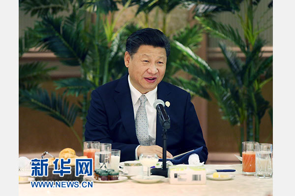 12月5日，國家主席習近平在約翰內(nèi)斯堡再次集體會見17位非洲國家領導人。 新華社記者 姚大偉 攝