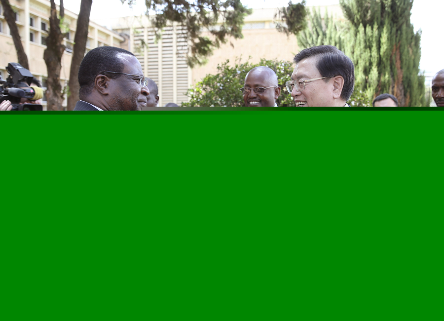 這是3月24日，張德江在肯尼亞首都內羅畢與肯尼亞參議長埃蘇羅舉行會談。 新華社記者馬占成攝